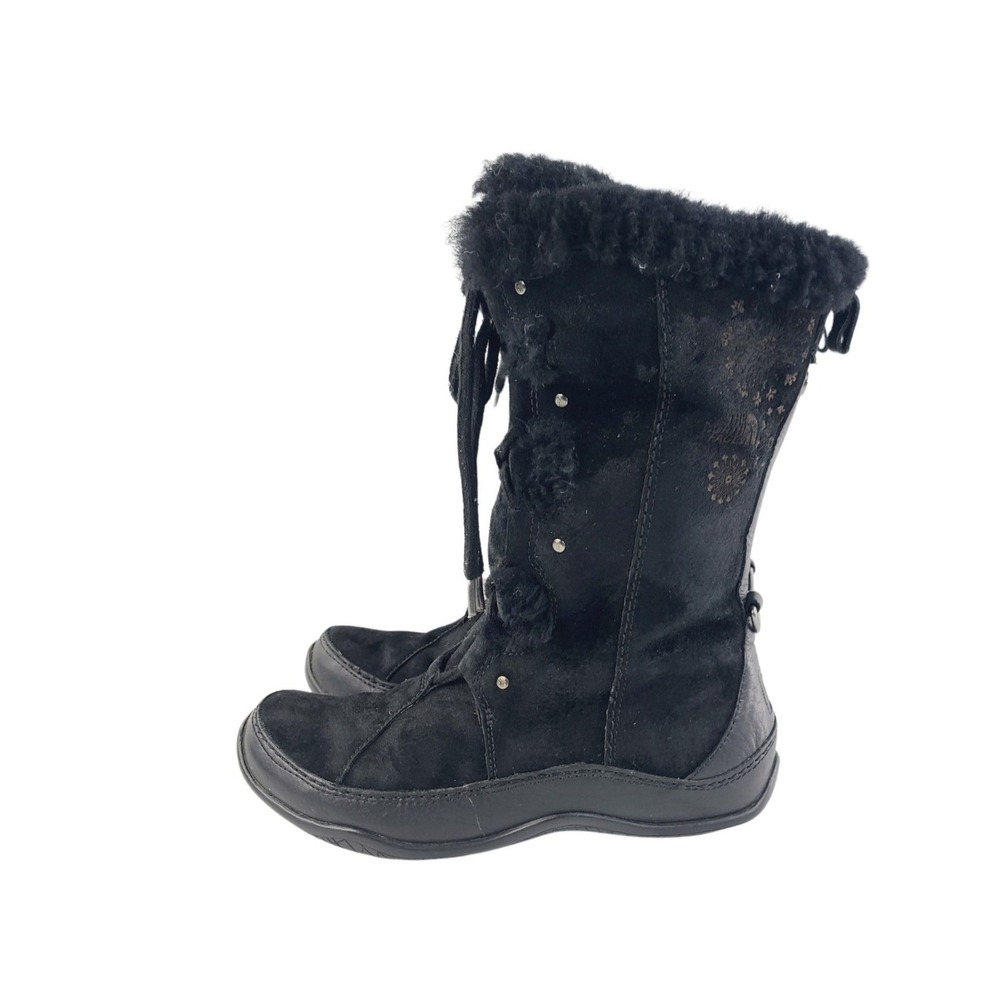 The North Face, Solid Lace Up Round Toe Winter Snow Boots Women's Size 7.5 Black